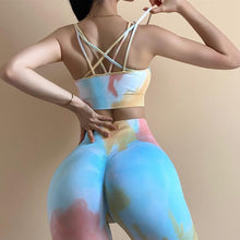 Load image into Gallery viewer, 2pcs Tie Dye Seamless High Waist Yoga Matching Set
