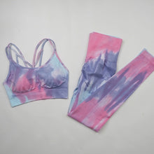 Load image into Gallery viewer, 2pcs Tie Dye Seamless High Waist Yoga Matching Set
