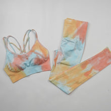 Load image into Gallery viewer, 2pcs Tie Dye Seamless High Waist Yoga Matching Set
