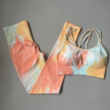 Load image into Gallery viewer, 2PC Tie Dye Seamless Women&#39;s Yoga Workout Matching Set
