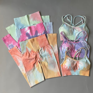 2PC Tie Dye Seamless Women's Yoga Workout Matching Set