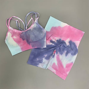 2PC Tie Dye Seamless Women's Yoga Workout Matching Set