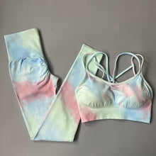 Load image into Gallery viewer, 2PC Tie Dye Seamless Women&#39;s Yoga Workout Matching Set
