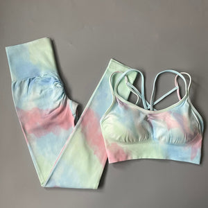 2PC Tie Dye Seamless Women's Yoga Workout Matching Set