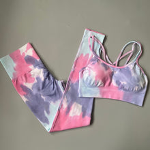 Load image into Gallery viewer, 2PC Tie Dye Seamless Women&#39;s Yoga Workout Matching Set
