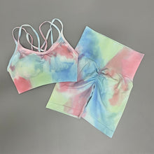 Load image into Gallery viewer, 2PC Tie Dye Seamless Women&#39;s Yoga Workout Matching Set
