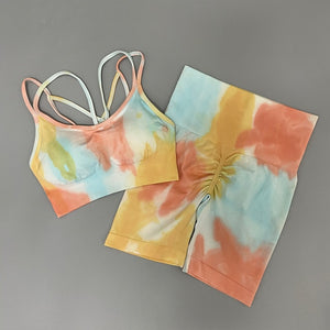 2PC Tie Dye Seamless Women's Yoga Workout Matching Set