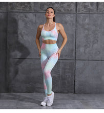 Load image into Gallery viewer, 2pcs Tie Dye Seamless High Waist Yoga Matching Set
