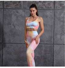 Load image into Gallery viewer, 2pcs Tie Dye Seamless High Waist Yoga Matching Set
