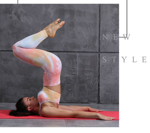 2pcs Tie Dye Seamless High Waist Yoga Matching Set