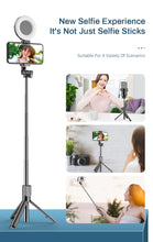 Load image into Gallery viewer, Wireless Bluetooth Selfie Stick with Led Ring Light Foldable Tripod For Smart Phones
