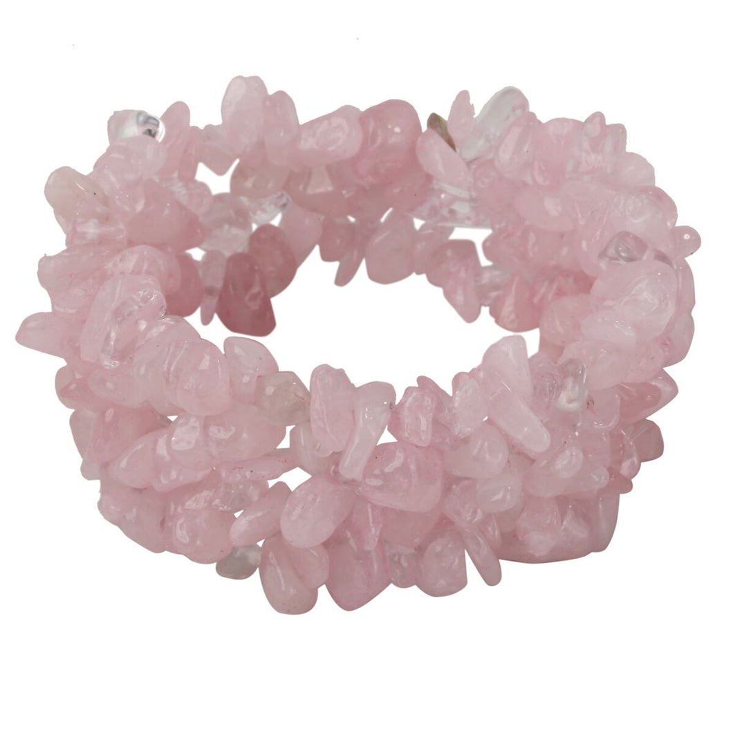 Chunky Stretch Cuff Bracelet - Rose Quartz