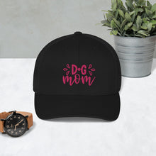 Load image into Gallery viewer, ‘Dog Mom Paw Print In Pink Font’ Trucker Cap
