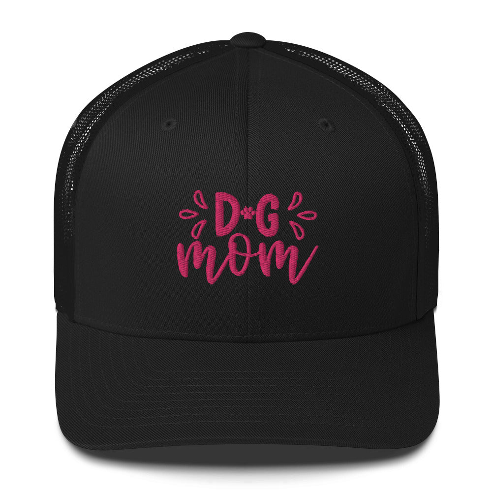 ‘Dog Mom Paw Print In Pink Font’ Trucker Cap