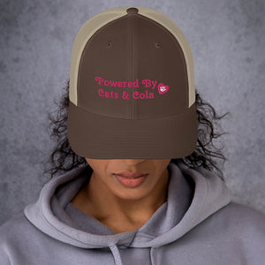 'Powered By Cats & Cola Paw Print' Trucker Cap