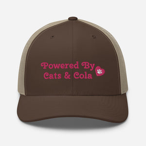 'Powered By Cats & Cola Paw Print' Trucker Cap