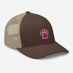 ‘Large Pink Pet Paw Print’ Trucker Cap