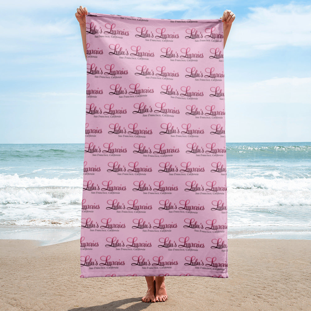 'Pretty In Pink - Lulu's Luxuries Logo Print' Towel