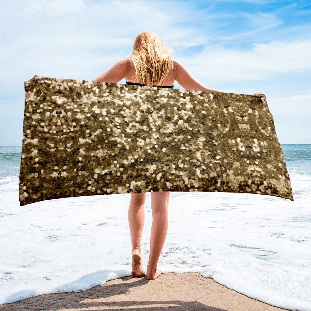 'Glamorous Gold Confetti Print' Towel