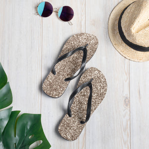 'Gold Glitter Print' Flip-Flops