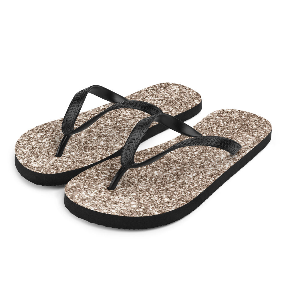 'Gold Glitter Print' Flip-Flops