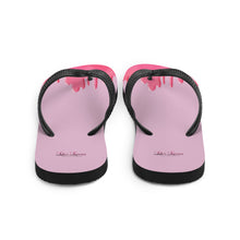 Load image into Gallery viewer, &#39;Pink Drip Paint Print with Lulu&#39;s Luxuries Logo&#39; Flip-Flops
