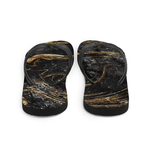 'Black & Gold Marble Print' Flip-Flops