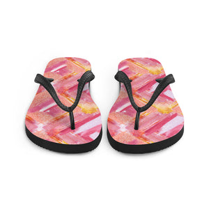 'Pink Lipstick Swatch Print' Flip-Flops