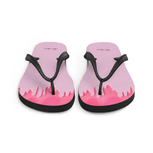 'Pink Drip Paint Print with Lulu's Luxuries Logo' Flip-Flops