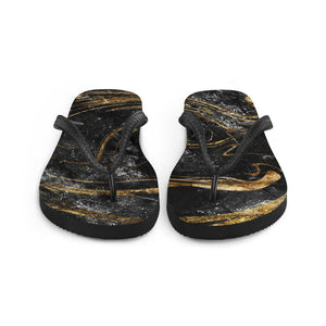 'Black & Gold Marble Print' Flip-Flops