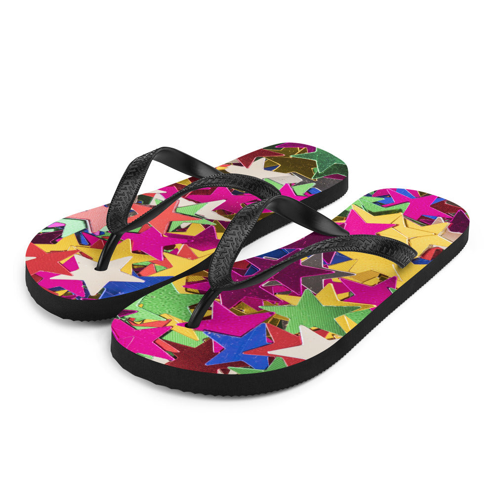 'Multi Colored Star Confetti Print' Flip-Flops