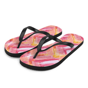 'Pink Lipstick Swatch Print' Flip-Flops