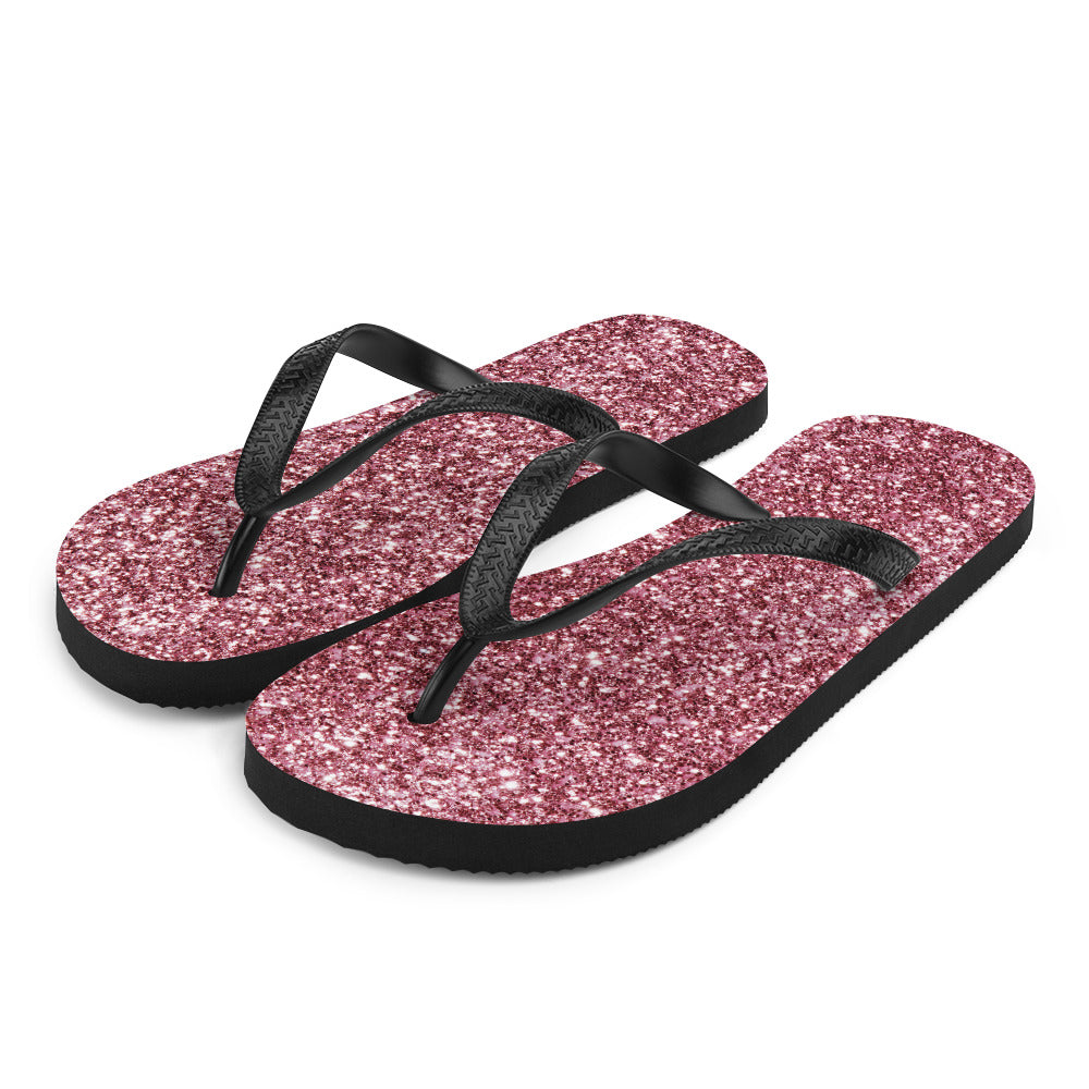 'Pink Sparkle Glitter Print' Flip-Flops