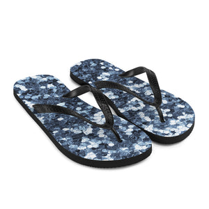 'Blue Sparkle Glitter Confetti Print' Flip-Flops