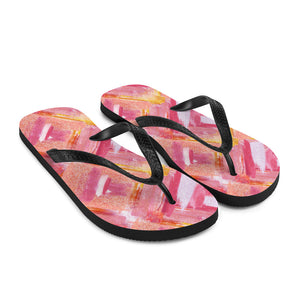 'Pink Lipstick Swatch Print' Flip-Flops