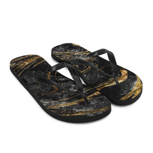 'Black & Gold Marble Print' Flip-Flops