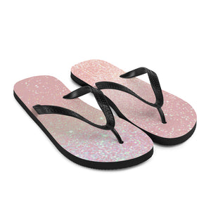 'Pretty Pink Rose Gold Glitter Print' Flip-Flops