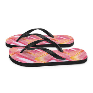 'Pink Lipstick Swatch Print' Flip-Flops