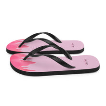 Load image into Gallery viewer, &#39;Pink Drip Paint Print with Lulu&#39;s Luxuries Logo&#39; Flip-Flops
