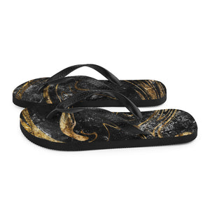 'Black & Gold Marble Print' Flip-Flops