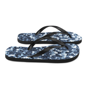 'Blue Sparkle Glitter Confetti Print' Flip-Flops