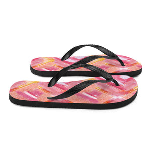 'Pink Lipstick Swatch Print' Flip-Flops