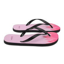 Load image into Gallery viewer, &#39;Pink Drip Paint Print with Lulu&#39;s Luxuries Logo&#39; Flip-Flops
