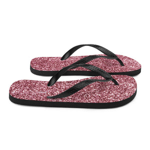 'Pink Sparkle Glitter Print' Flip-Flops