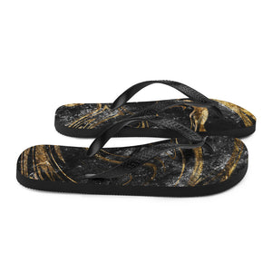 'Black & Gold Marble Print' Flip-Flops