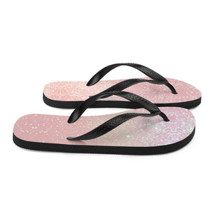 'Pretty Pink Rose Gold Glitter Print' Flip-Flops