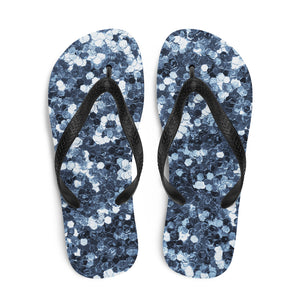 'Blue Sparkle Glitter Confetti Print' Flip-Flops