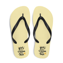 Load image into Gallery viewer, &#39;Girls Just Want To Have Sun&#39; Yellow Flip-Flops
