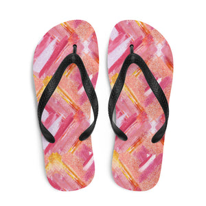 'Pink Lipstick Swatch Print' Flip-Flops