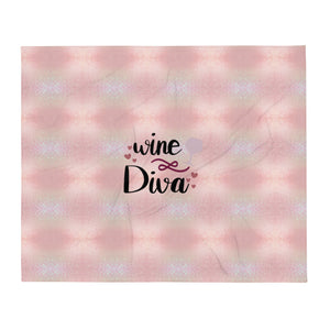 'Wine Diva Rose Gold Pink Sparkle Print' Throw Blanket